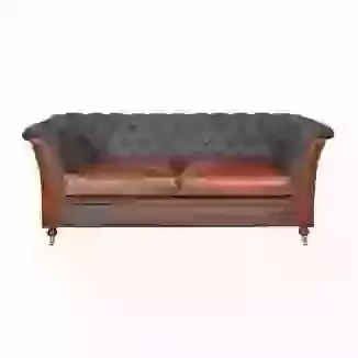 Chesterfield 2 Seat Sofa with Harris Tweed & Leather MIx